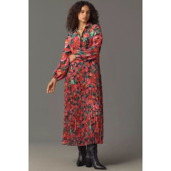 FARM Rio Dresses & Skirts - NWT Farm Rio x Anthropologie Pleated Drop-Waist Maxi Dress - Size S